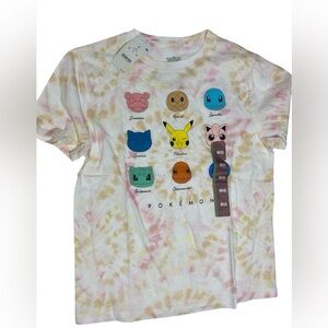 Pokémon Unisex kids Medium multi colored shirt base white characters tee shirt